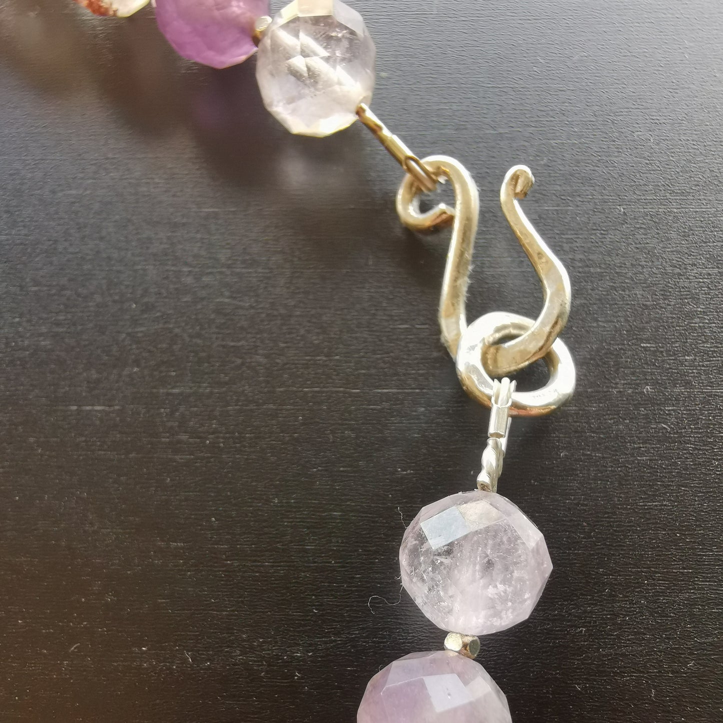 AMETHYST FACETED ROUND BEAD & STERLING SILVER NECKLACE