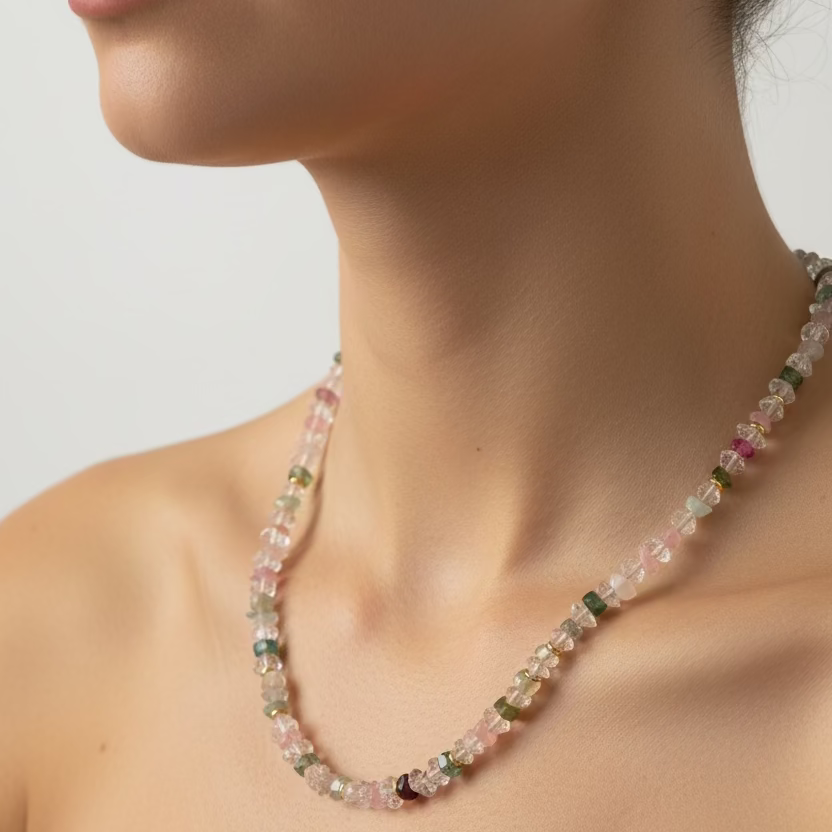 Prism of Light 54 — Herkimer Diamond & Tourmaline Necklace, 18ct Gold Vermeil by My Archetype (Copy)