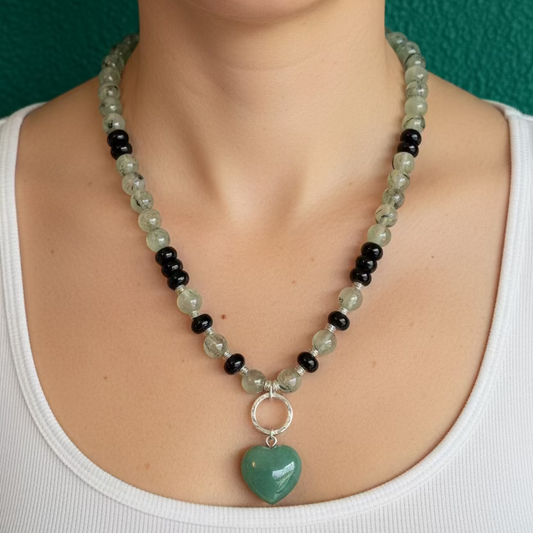 Heart Healer — Black Onyx, Peridot & Green Aventurine Necklace, Sterling Silver- My Archetype