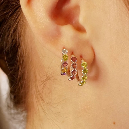 My Archetype Pink Tourmaline Hoop Huggies 18kt Yellow Gold/Sterling Silver Earrings