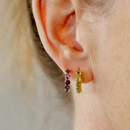 My Archetype Peridot Hoop Huggies 18kt Yellow Gold/Sterling Silver Earrings