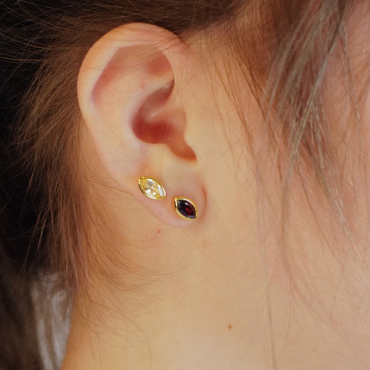 My Archetype Eye Garnet & 18kt Yellow Gold/Sterling Silver Stud Earrings