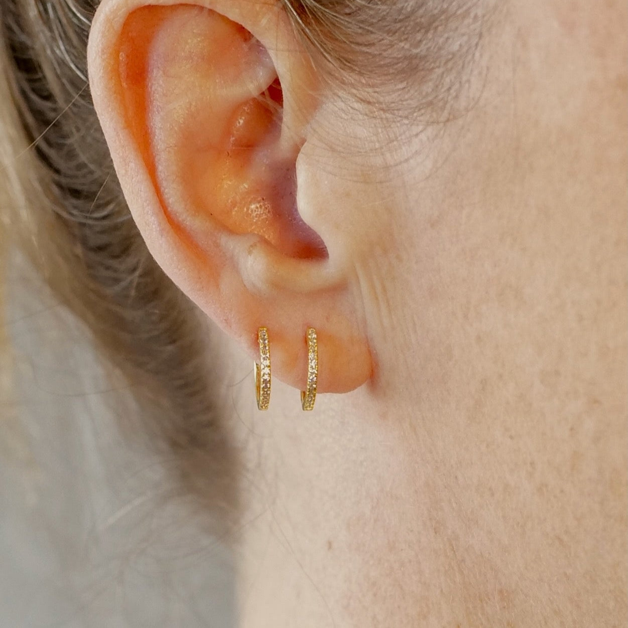 My Archetype Pink Zircon Mini Pave Huggies 18kt Yellow Gold/Sterling Silver Stud Earrings