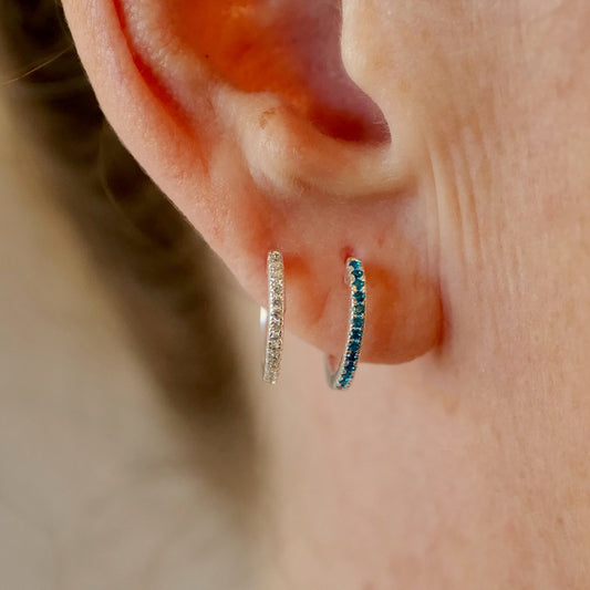 My Archetype Blue Zircon Mini Pave Huggies Sterling Silver Stud Earrings