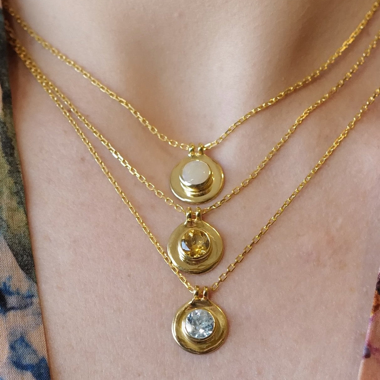 My Archetype Birthstone Gold Necklaces - October/White Opal, November/Yellow Topaz, Gold