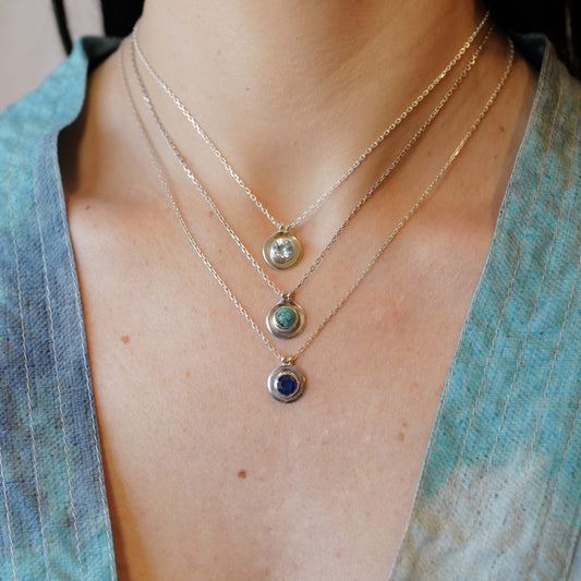 My Archetype Birthstone Silver Necklaces -December/Turquoise/Tanzanite/Blue Topaz