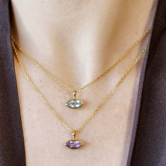 My Archetype Eye Blue Topaz & 18kt Yellow Gold/Sterling Silver Necklace