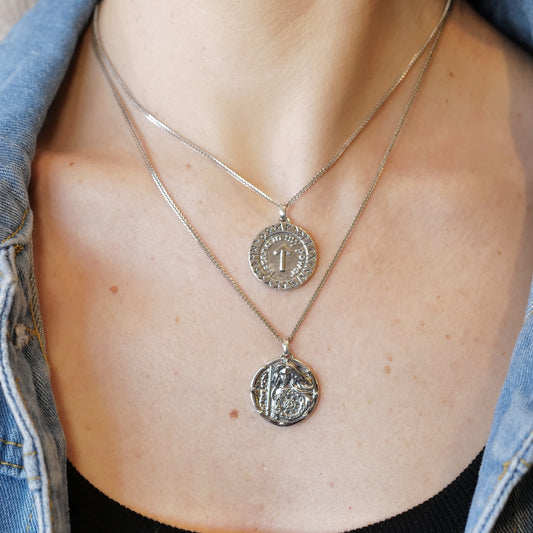 WARRIOR WOMAN TALISMAN MEDALLION & CHAIN IN STERLING SILVER