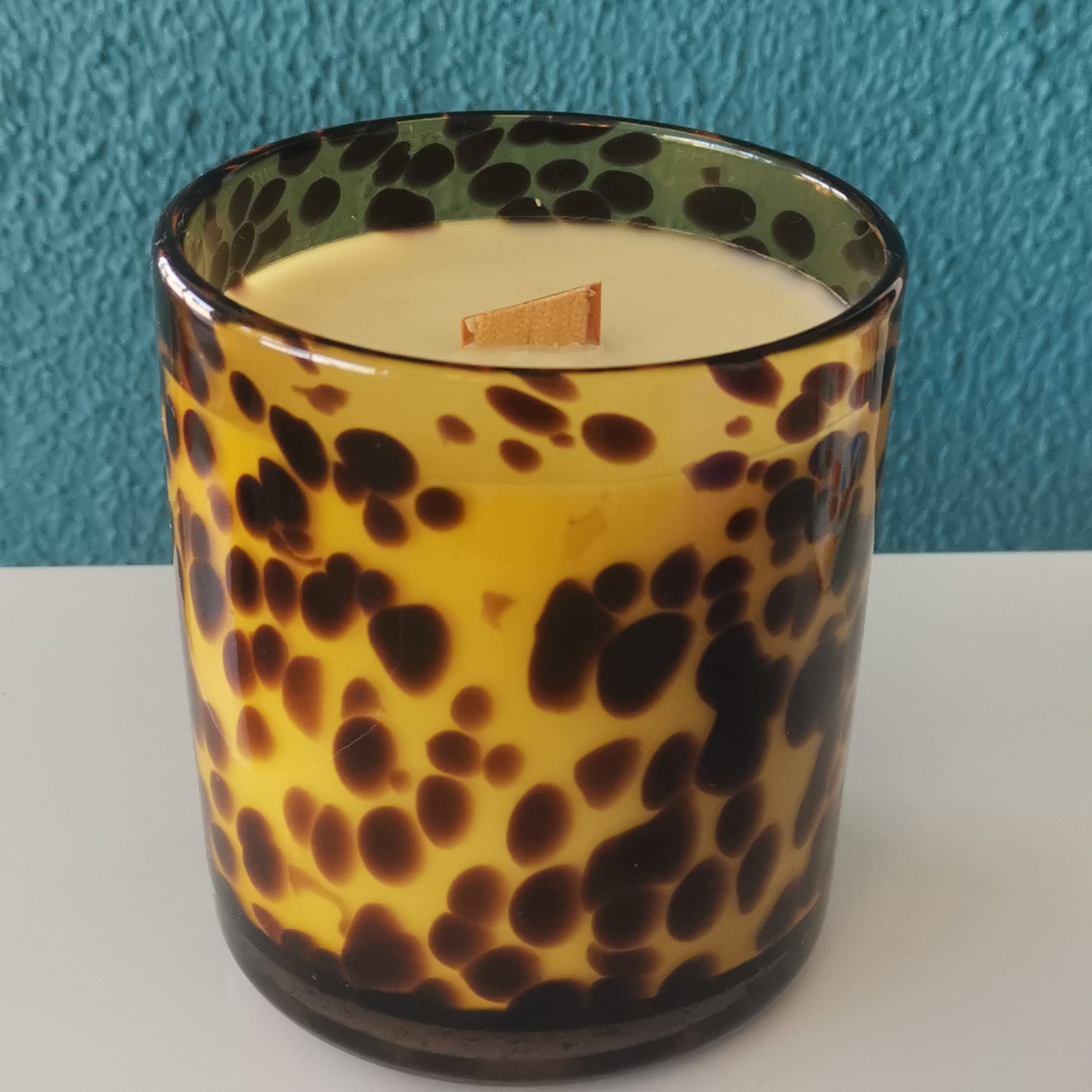 Leopard Large Glass Soy Candle in Cedar & Saffron