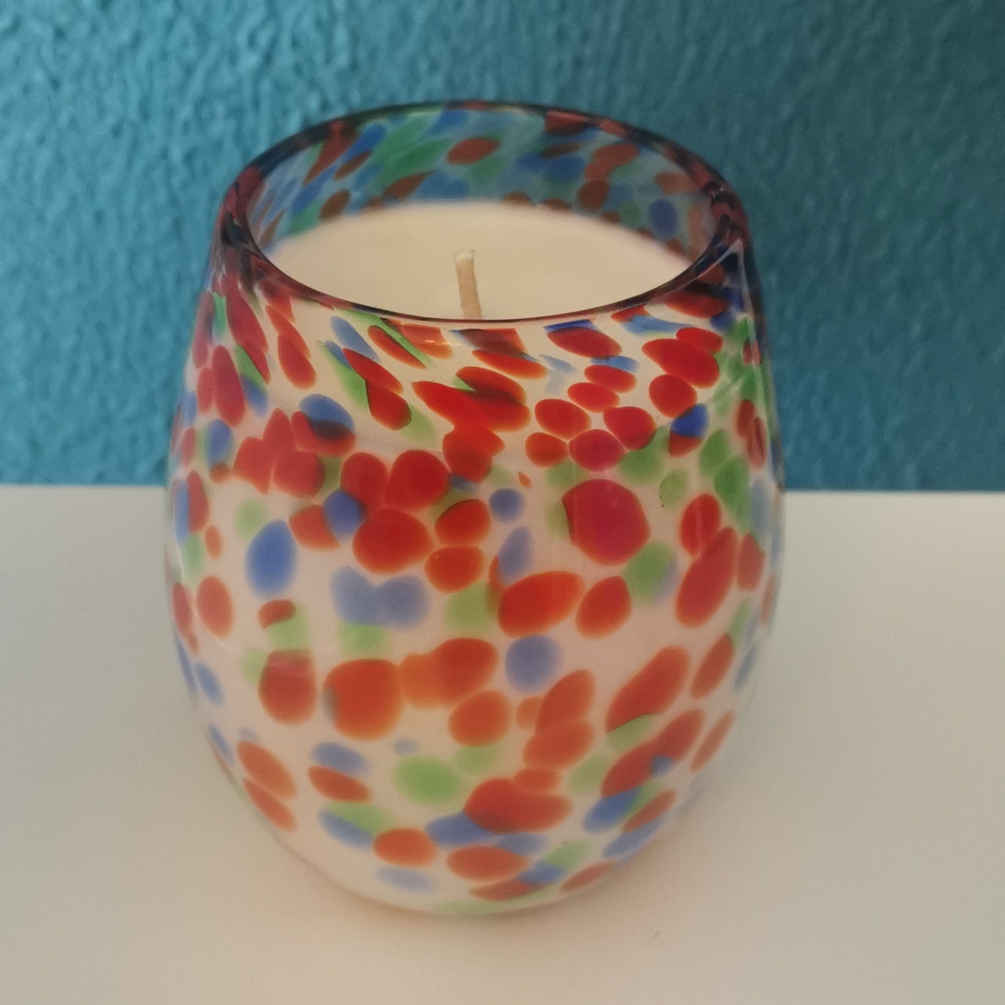 Multi-colour Glass Soy Candle in Lime & Sandalwood