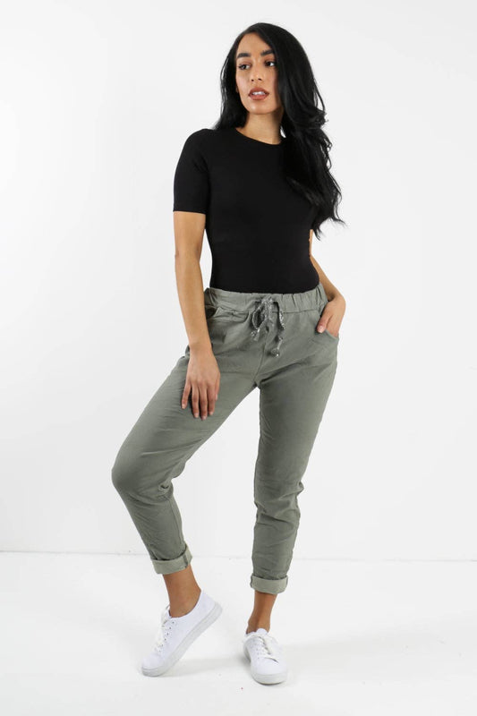 Italian Stretch Pant: Khaki / One Size ( 16-18)