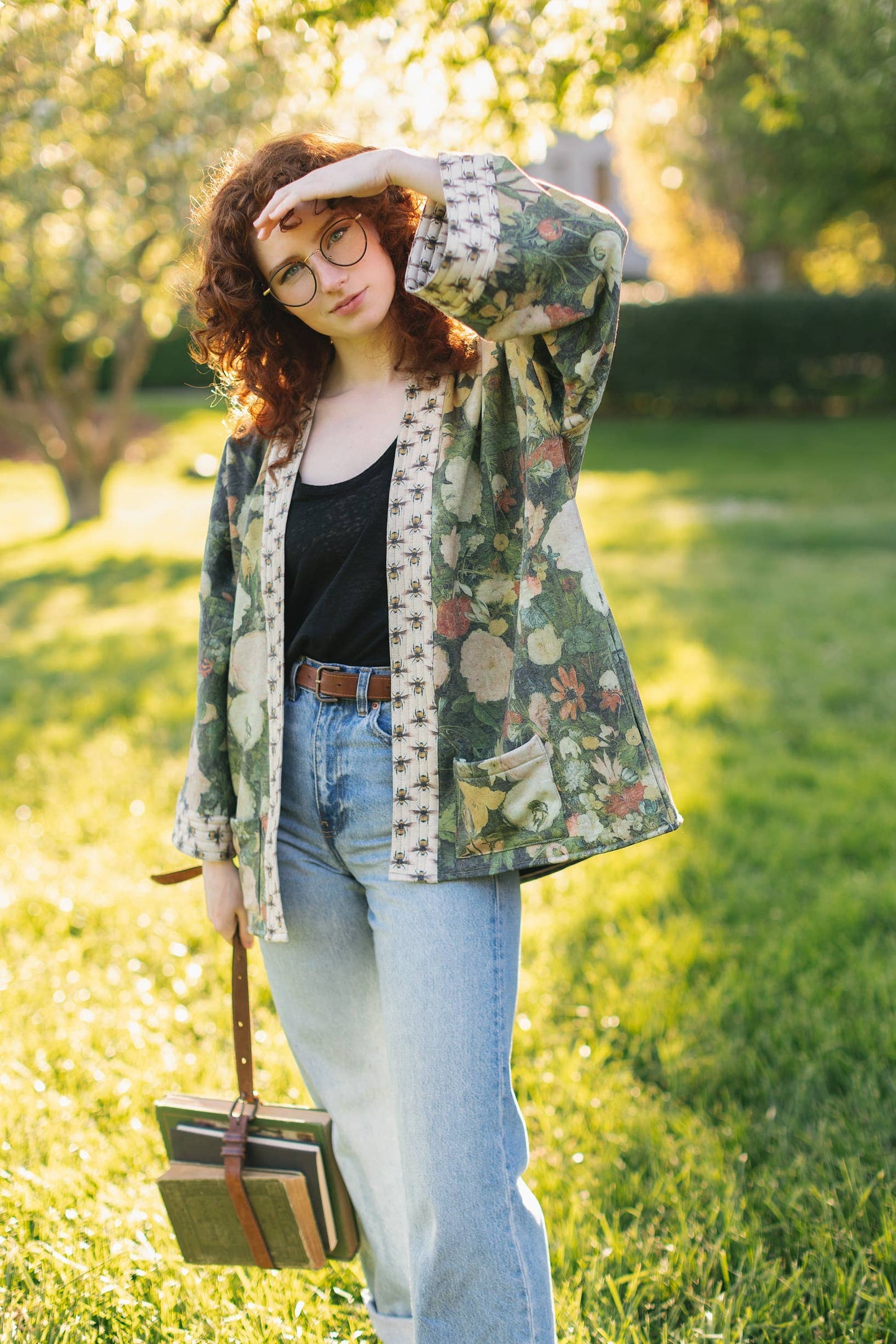 I Dream in Flowers Fleece Cottage Cardigan Kimono Jacket- One size