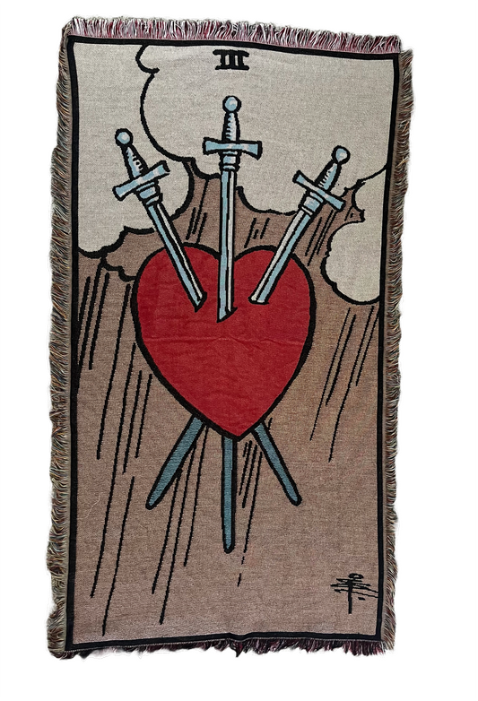 Three of Swords Throw Blanket or Wall Hanging, 150cm x 90cm