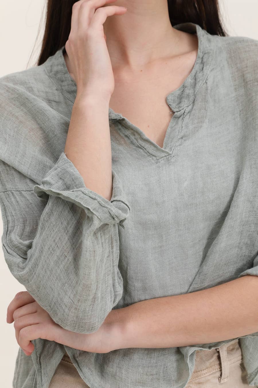 100% linen top in Grey- One size