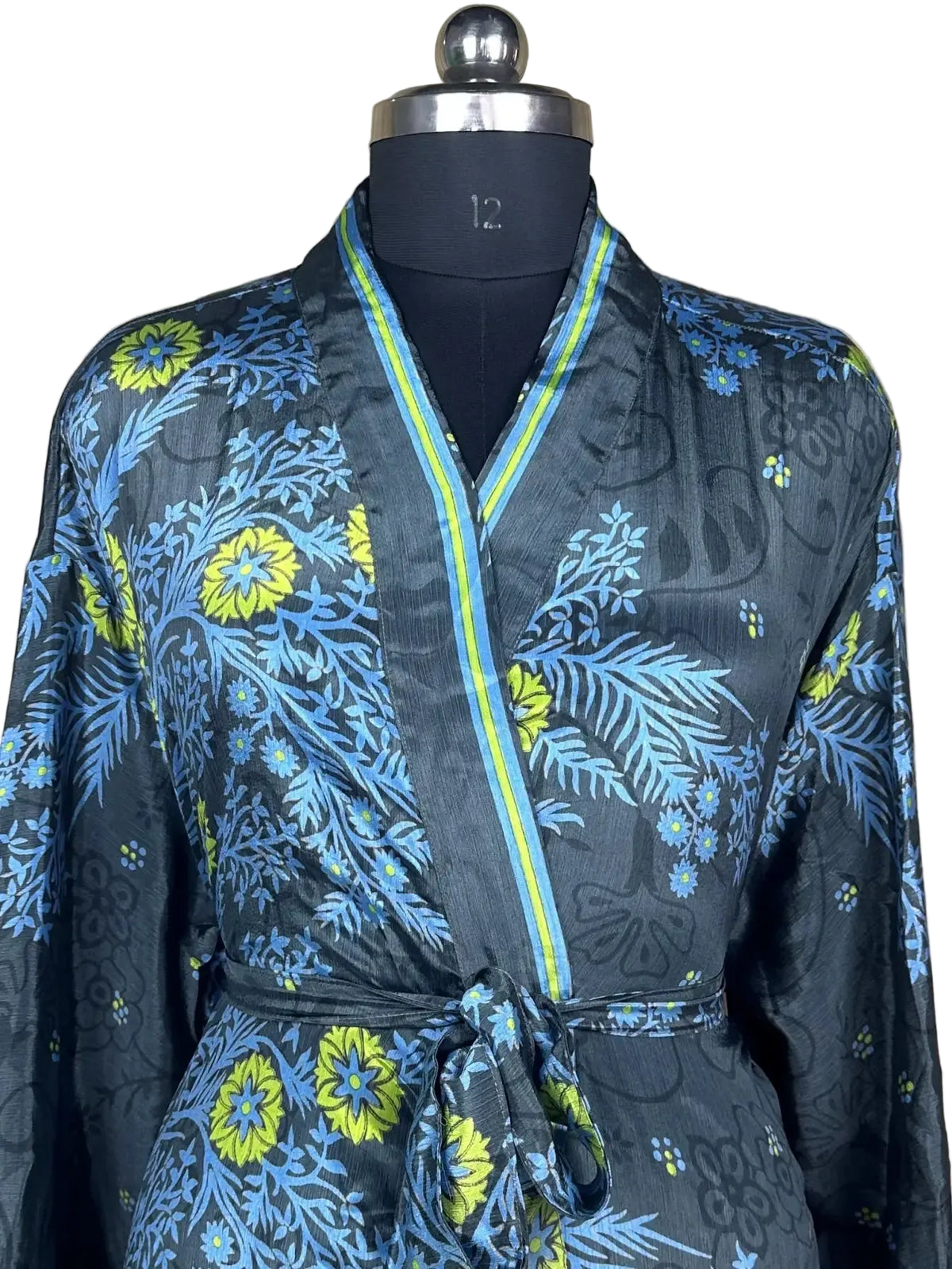 Vintage Crepe Silk Kimono Boho Robe Loungewear Beach Coverup