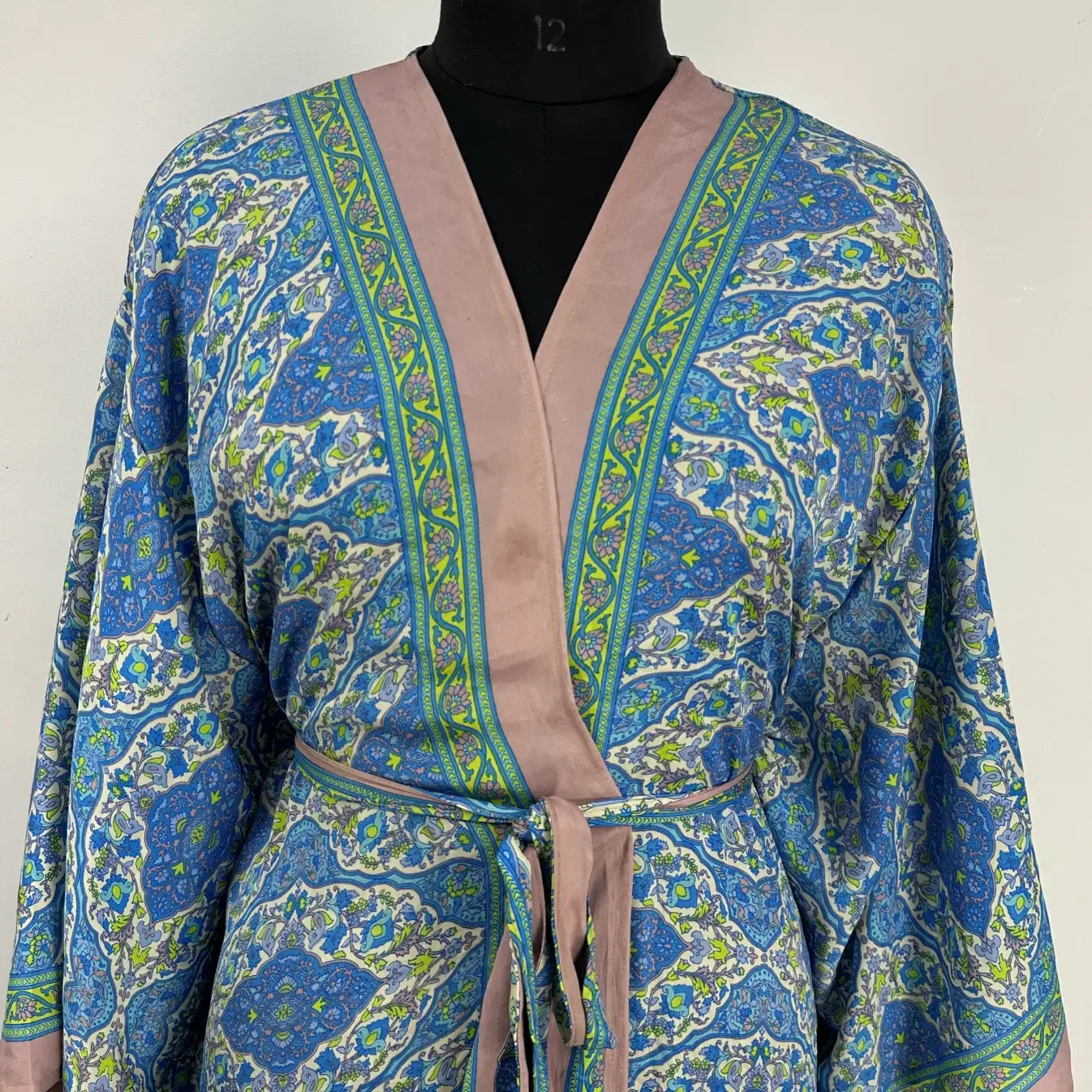 Recycle Silk Sari Short Kimono Boho Loungewear Beach Coverup