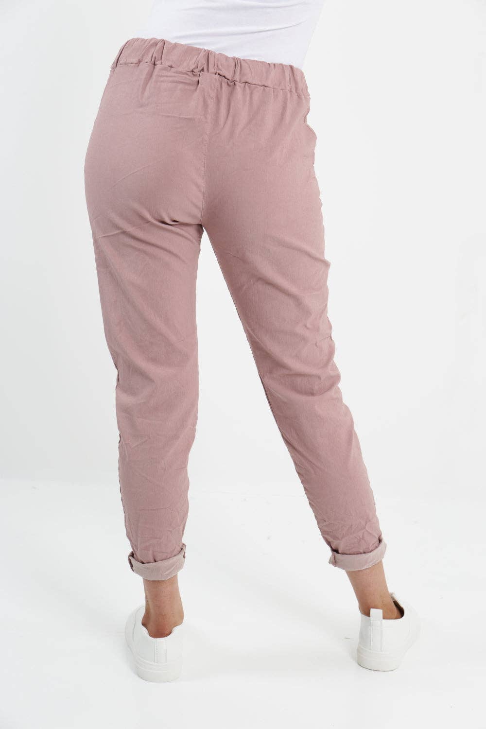 Italian Stretch Pants: Dusky Pink / One Size (10-14)