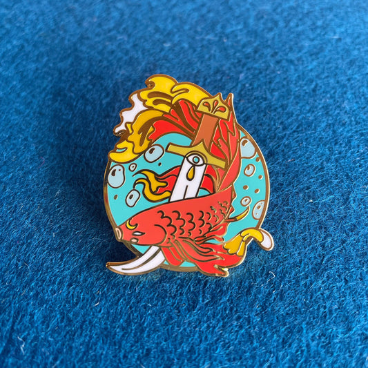 Lapel Pin - Fighter Fish GOLD 