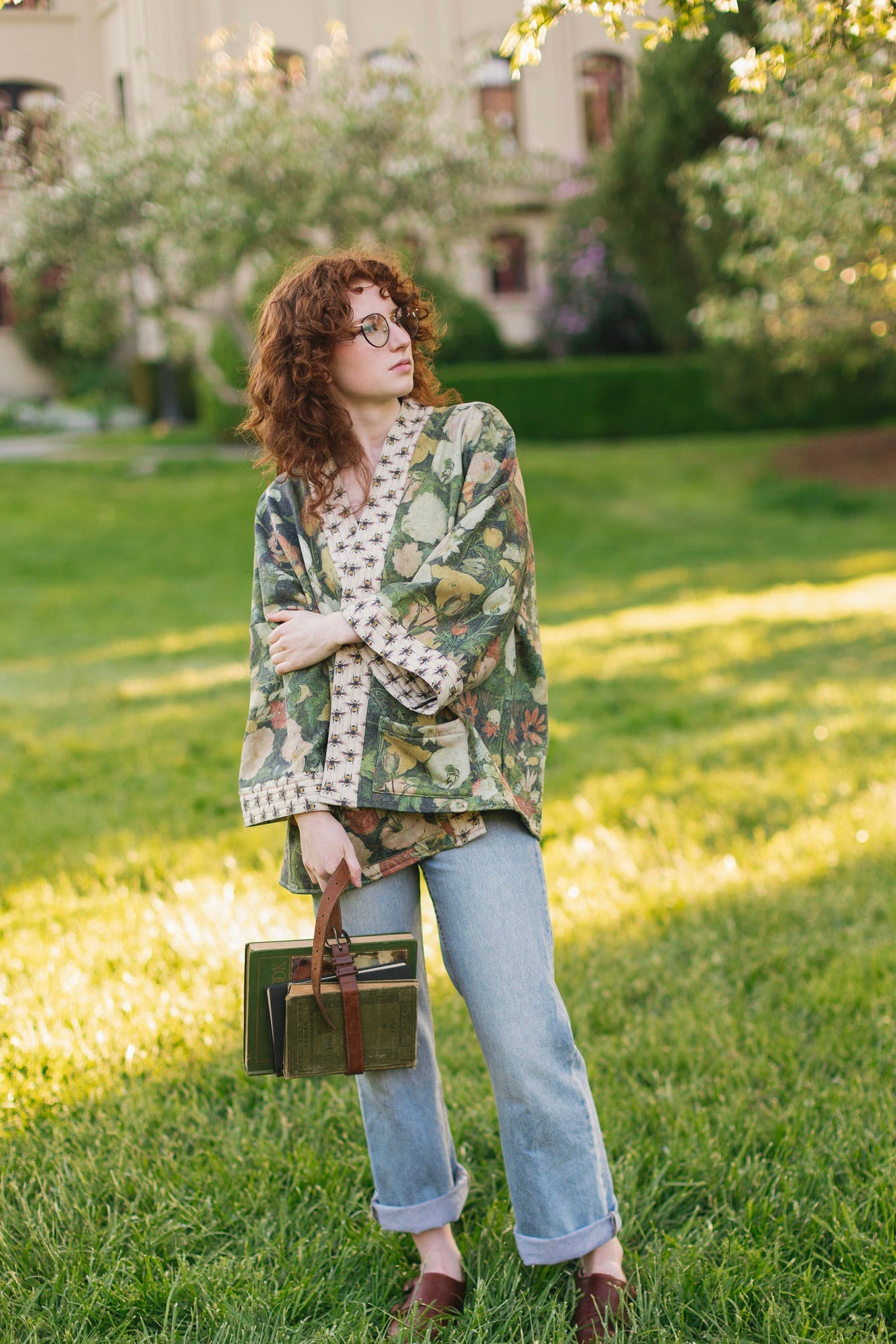 I Dream in Flowers Fleece Cottage Cardigan Kimono Jacket- One size