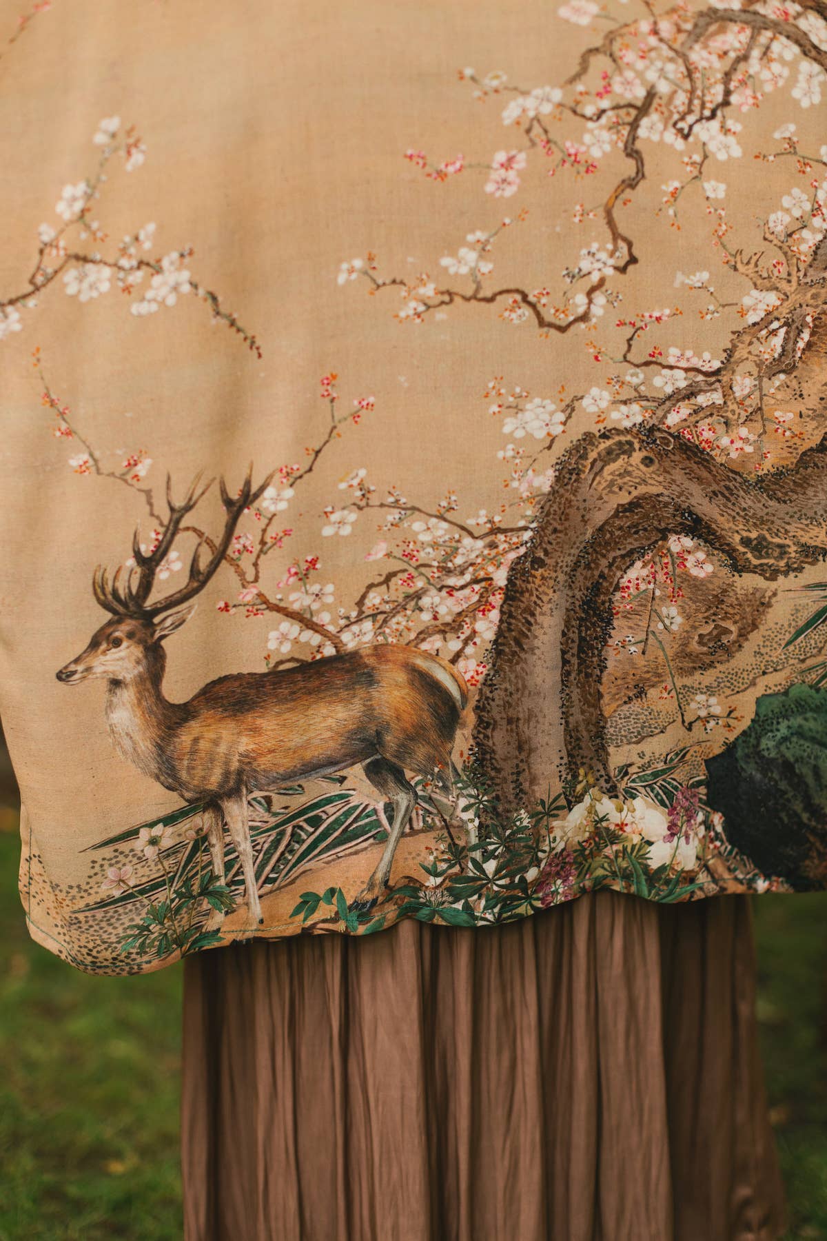 Fable Matinée Duster Kimono w/Blossoms, mid-length