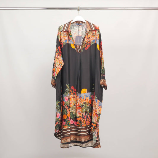 Silk blend print dress with print- Size M to L