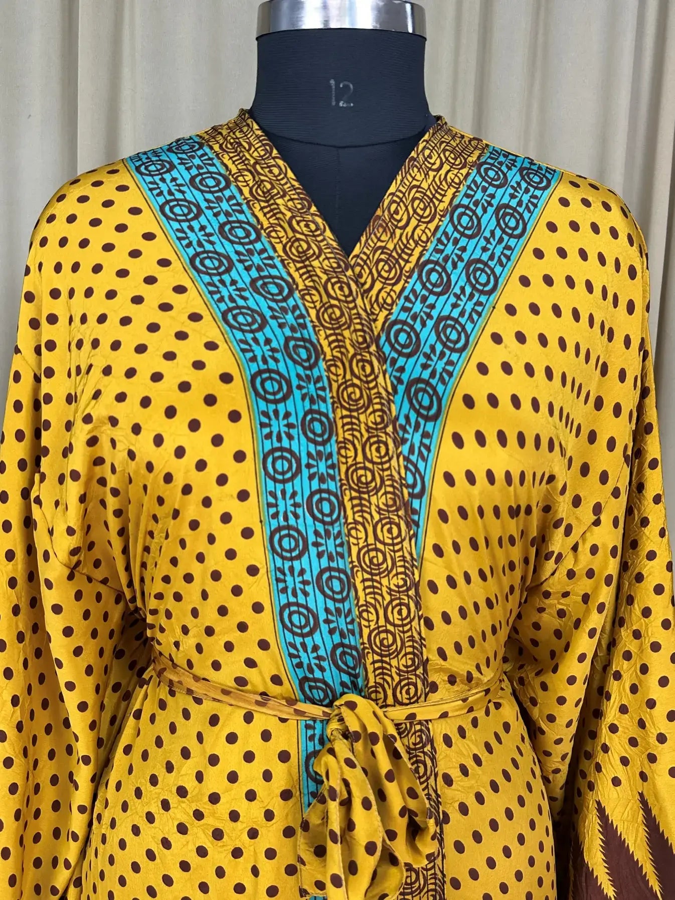 Boho Kimono House Robe Recycle Silk Beach Coverup - One Size