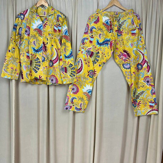 Floral Print Cotton PJ Set for Women Lightweight & Sleepwear: M