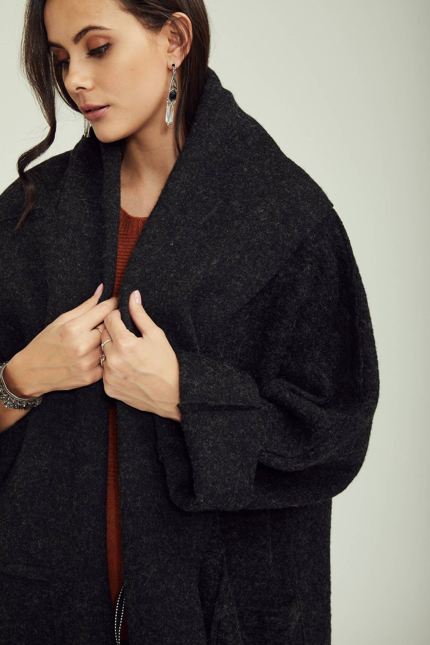 Italian Wool Coat: Black / One size