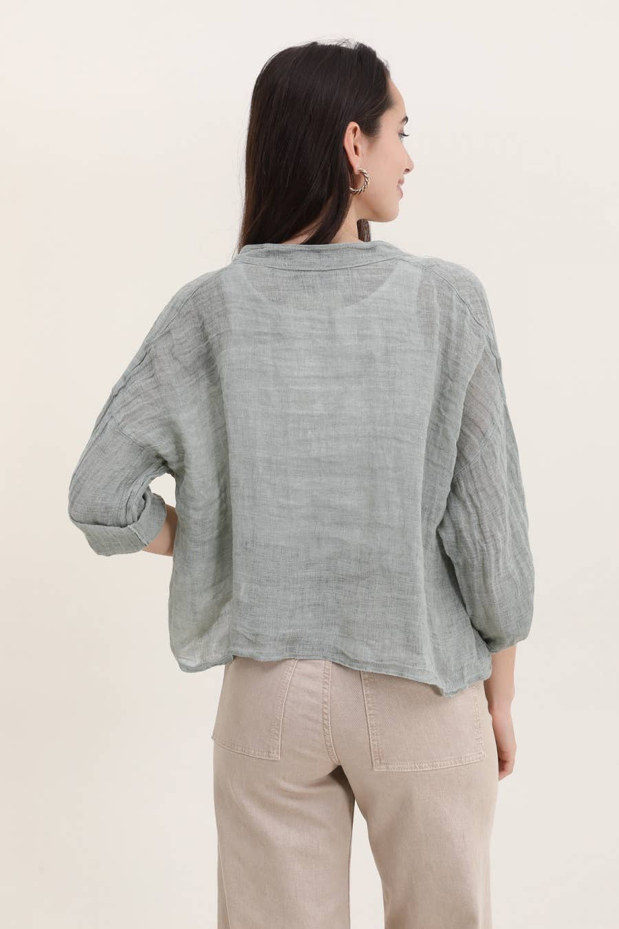 100% linen top in Grey- One size