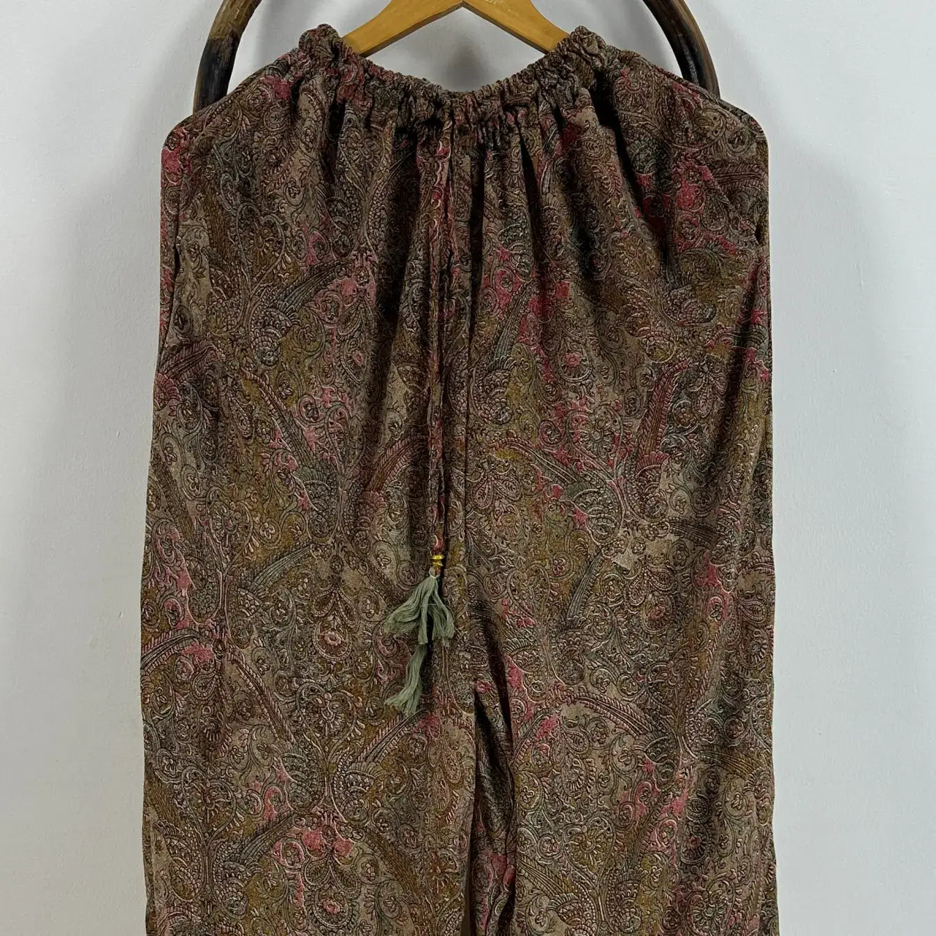 Recycle Silk Drawstring Pants BohoChic Hippie Flowy Trouser