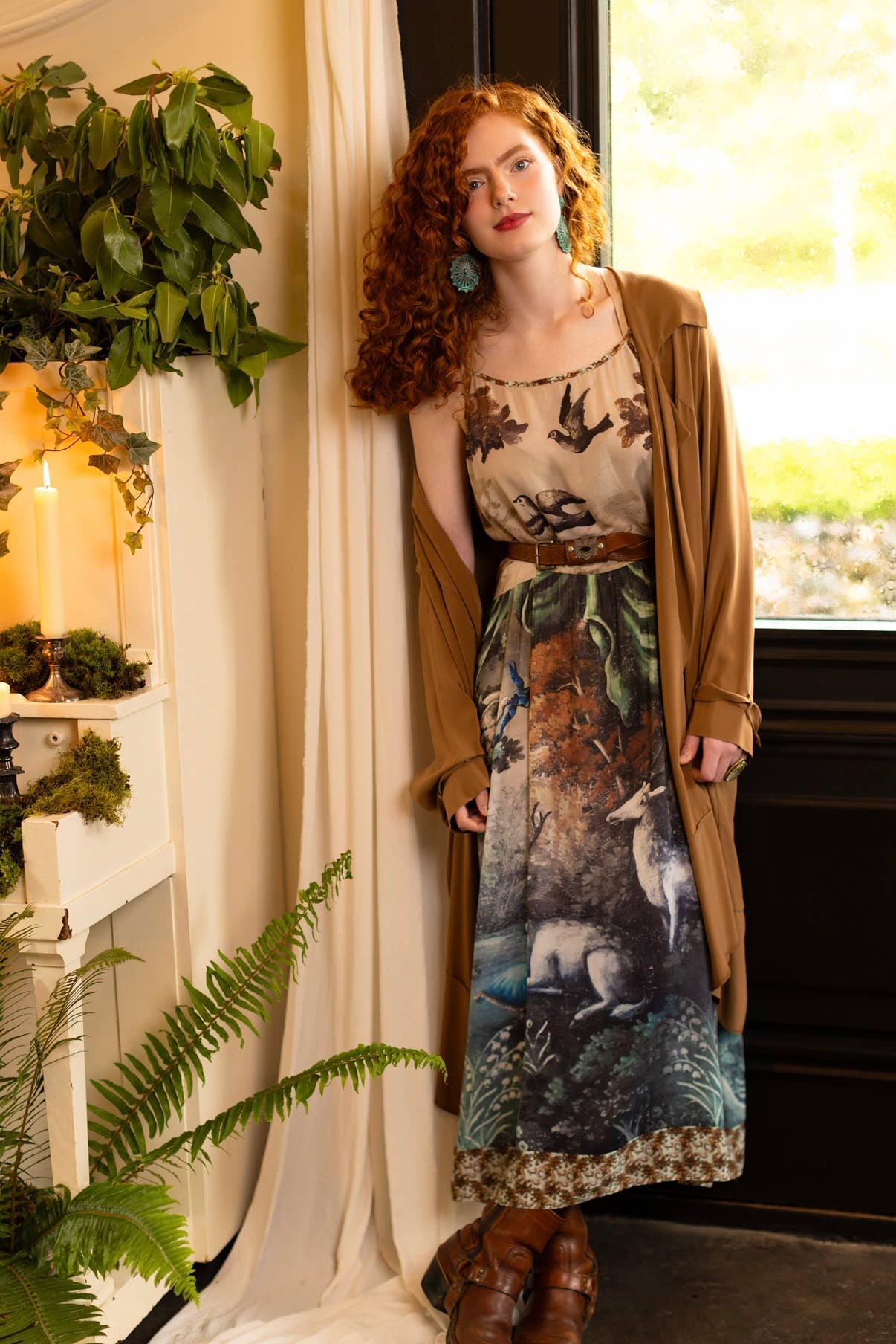Theatre of Dreams Bohéme Long Maxi Slip Dress with Deer: S/M (fits approx. size 8-10)