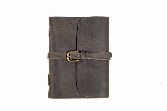 Leather Journal-Buckle-A6: Charcoal / A6-Lined