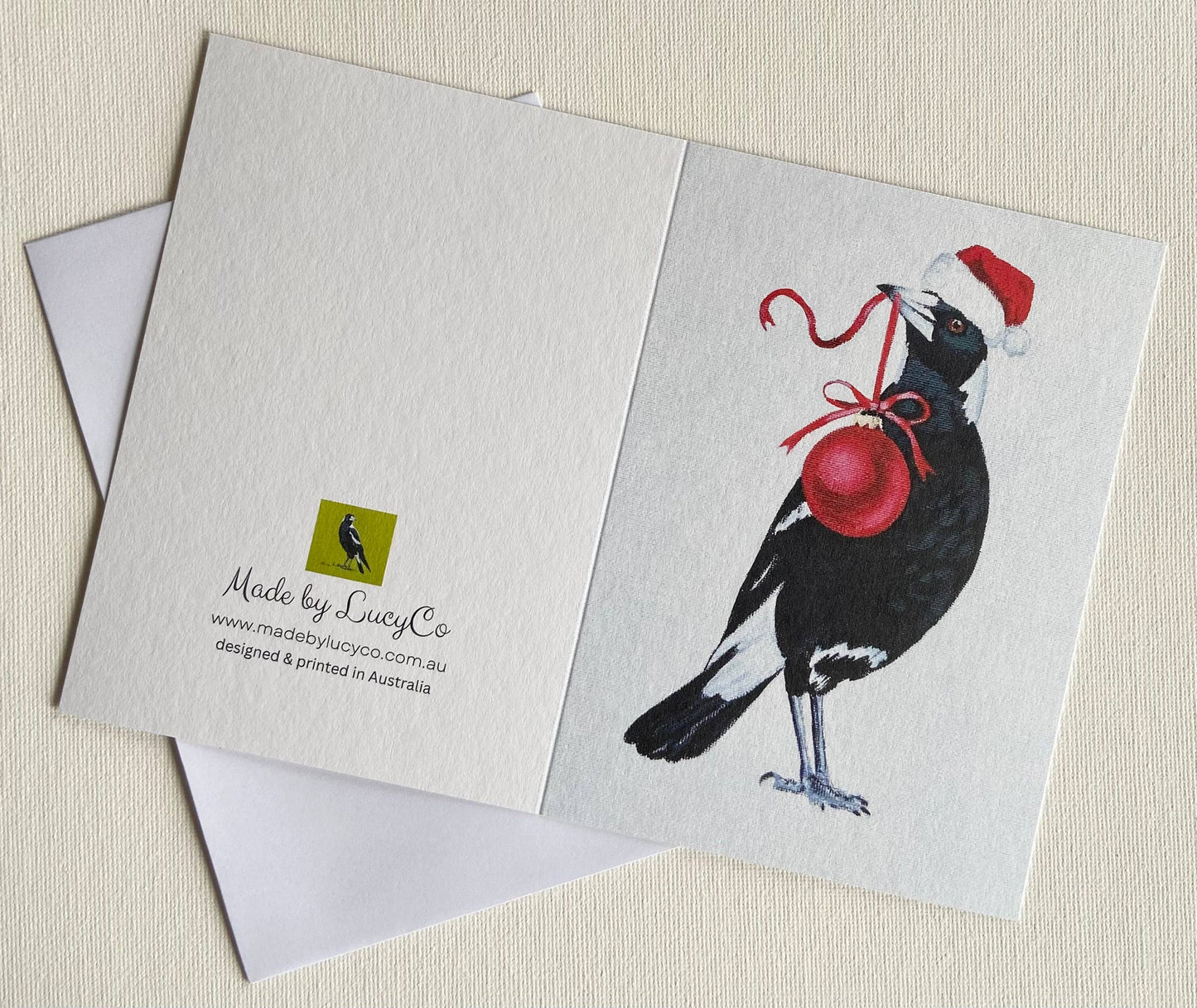 Christmas Magpie with Bauble Card