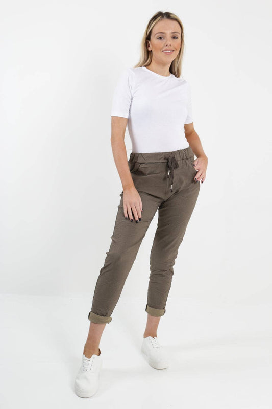 Italian Stretch Pant- Brown / One Size ( 16-20)