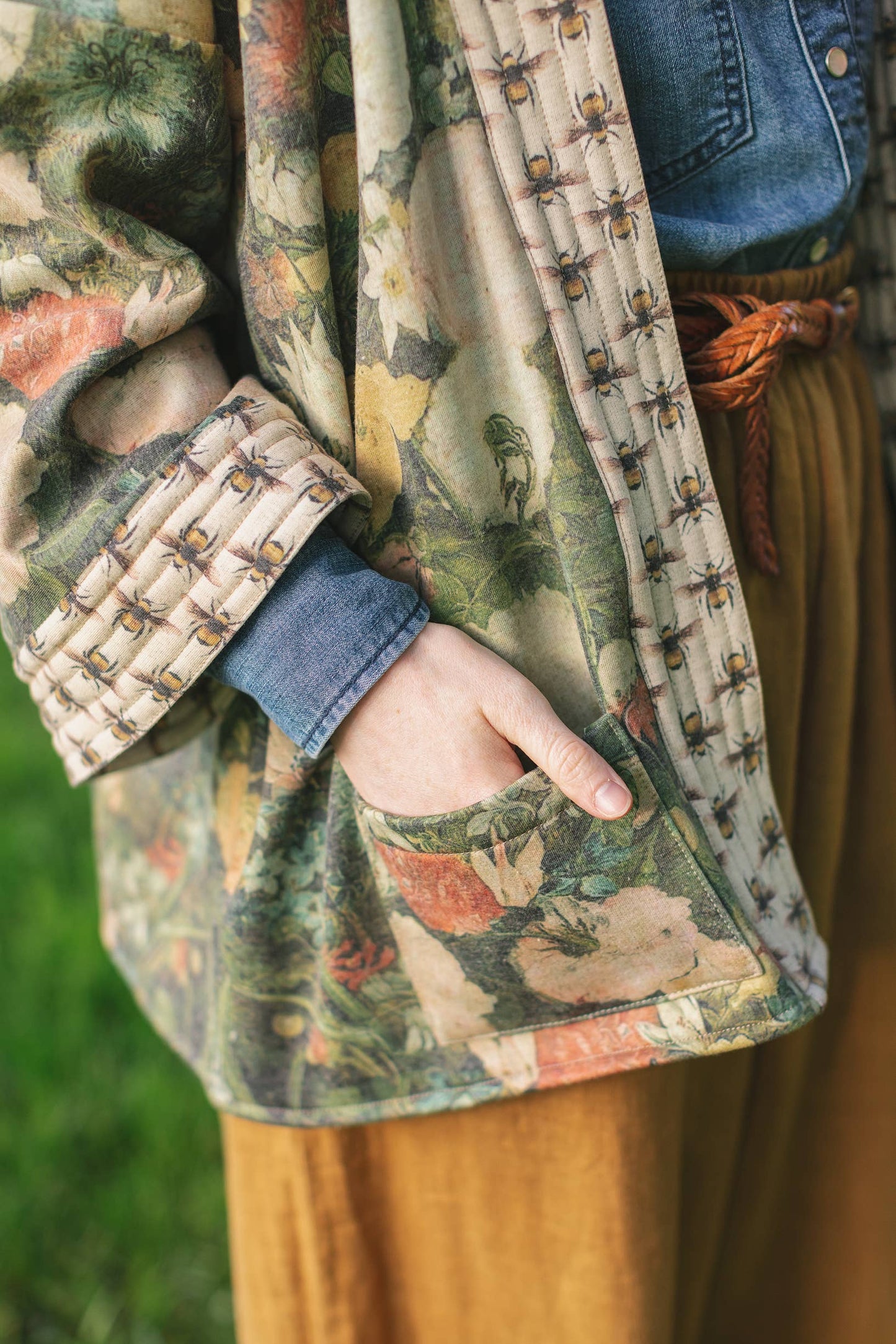 I Dream in Flowers Fleece Cottage Cardigan Kimono Jacket- One size
