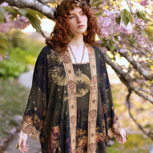 The Messenger Opera Duster Robe w/ Joan of Arc & Florals