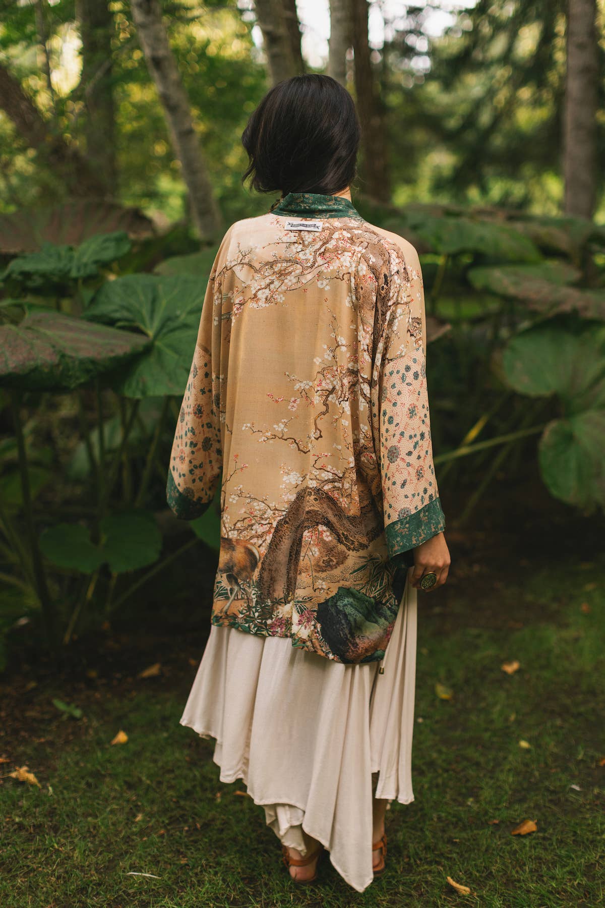 Fable Matinée Duster Kimono w/Blossoms, mid-length