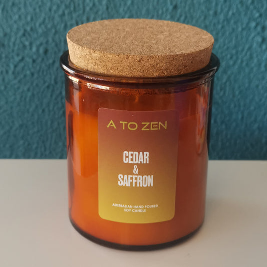 Cedar & Saffron Soy Candle -Medium