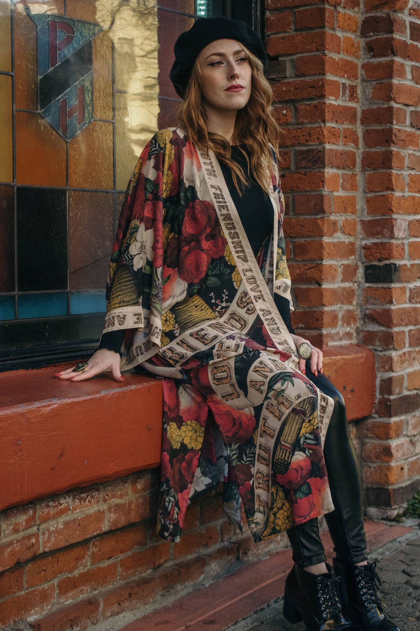 Friendship Love and Truth Long Duster Bamboo Kimono Robe: Classic