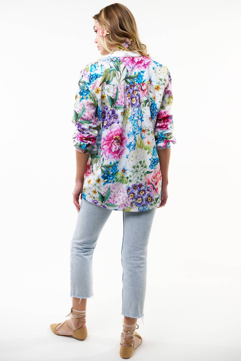 Ibiza Embroidered Blouse: White Floral / S