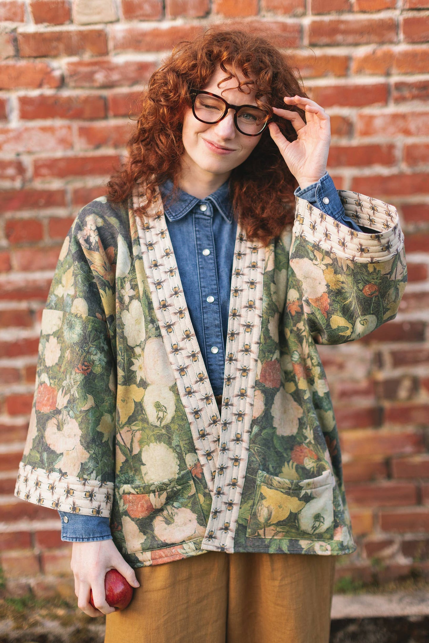 I Dream in Flowers Fleece Cottage Cardigan Kimono Jacket- One size