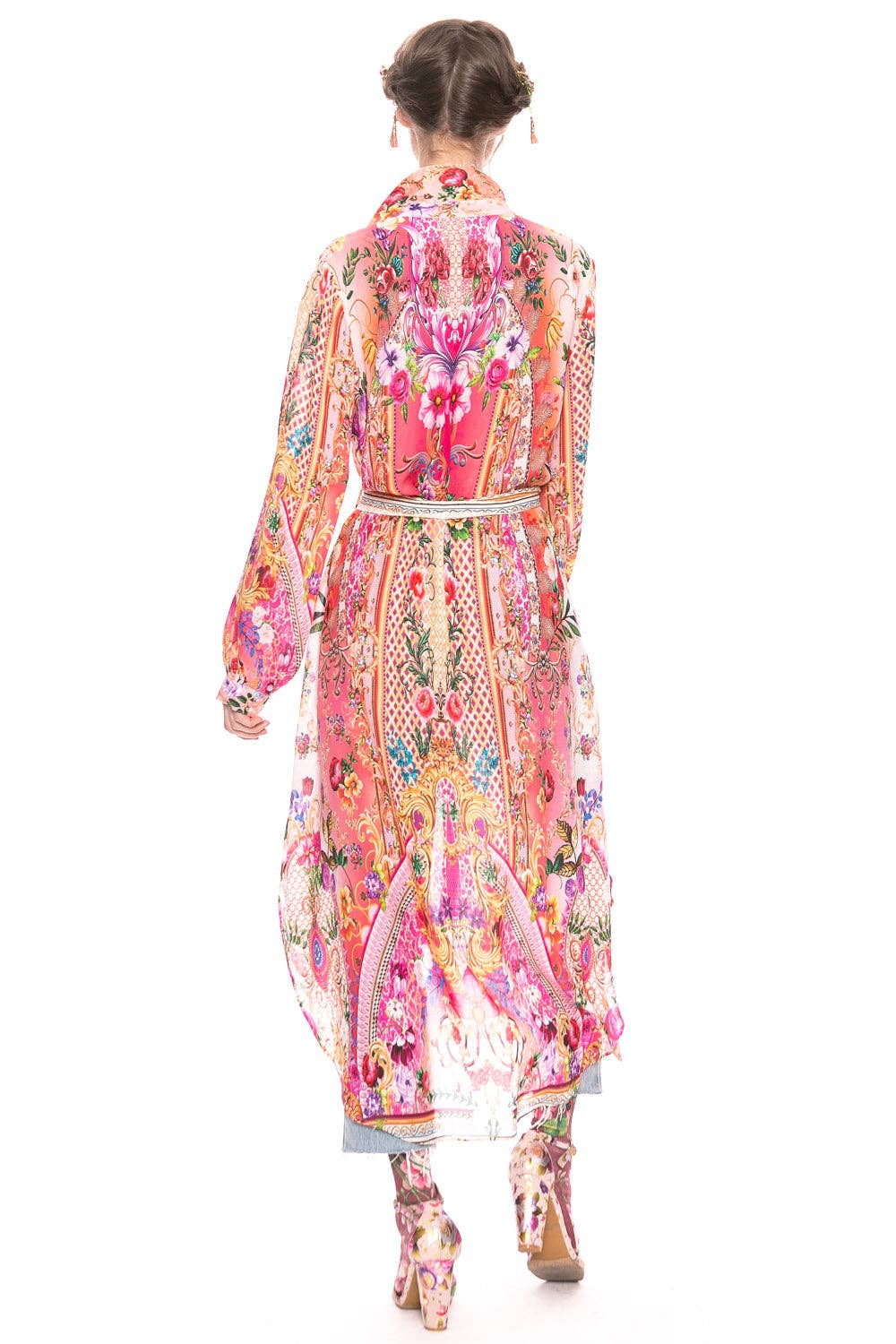 Bohemian Goddess Shirt-Dress: Bohemian Peach / Small