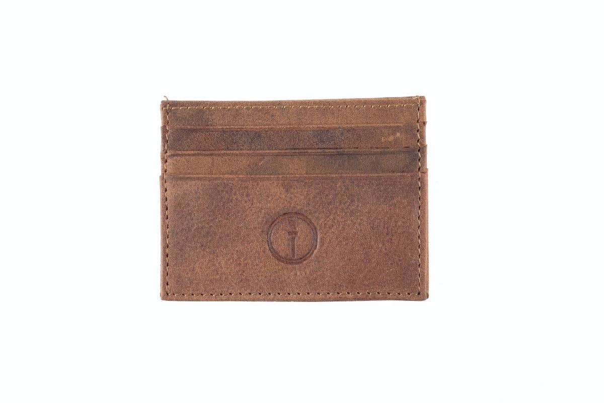 Leather Credit Card Holder: Crazy Horse Brown