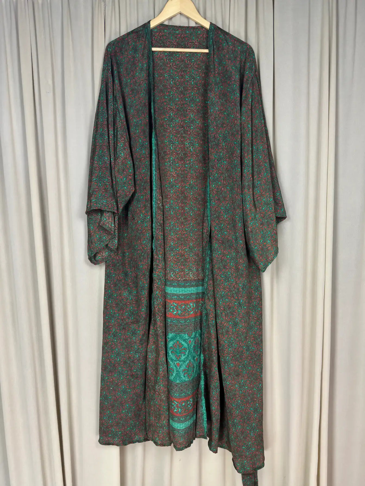 Boho Kimono Recycle Silk Beach Coverup - One Size