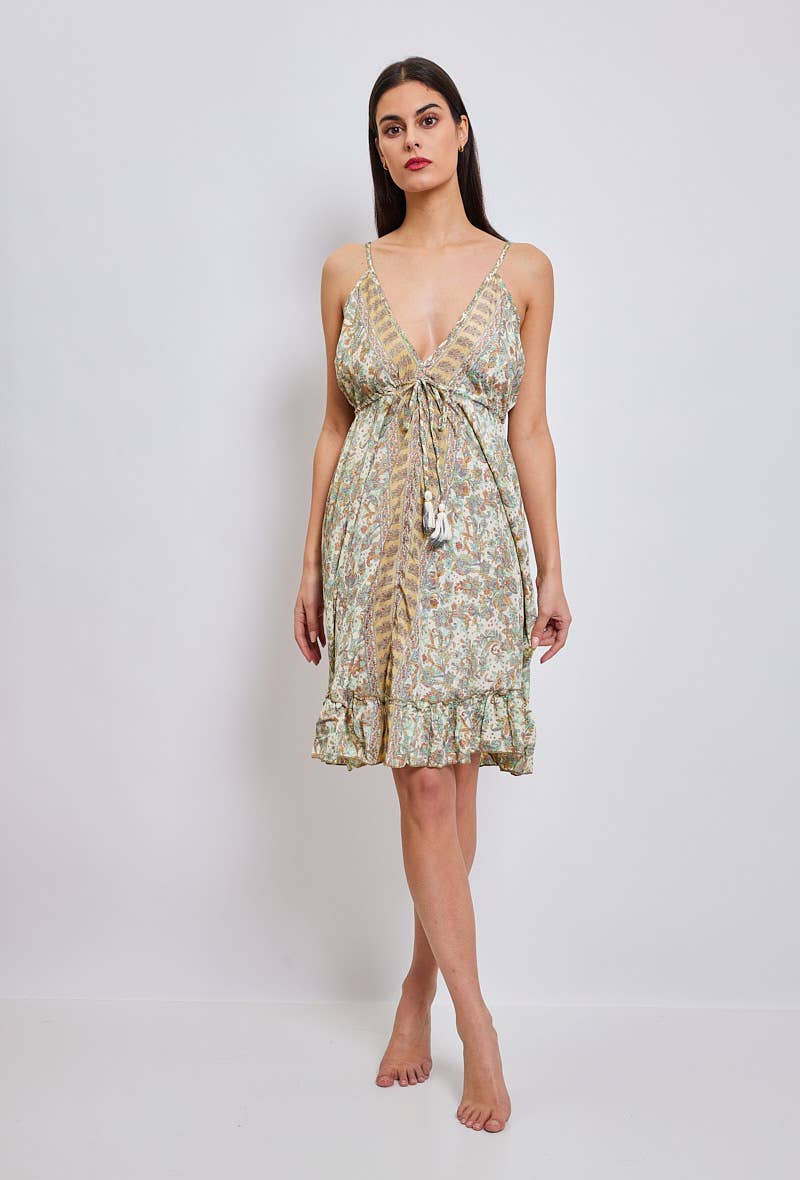 Dress with thin silk straps- One size