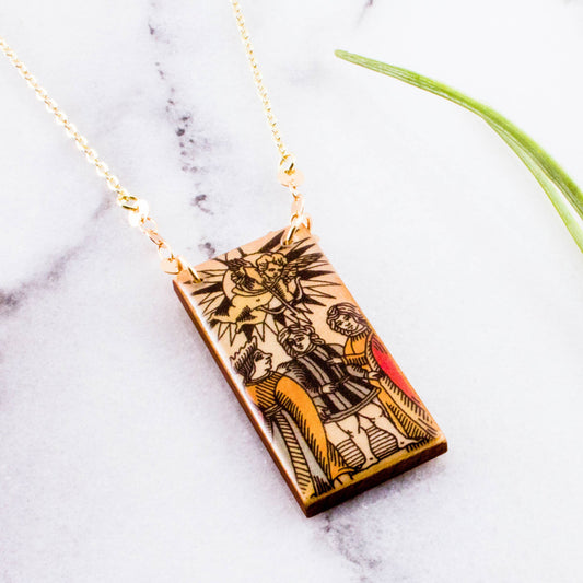 Vintage Italian Tarot Lovers Necklace