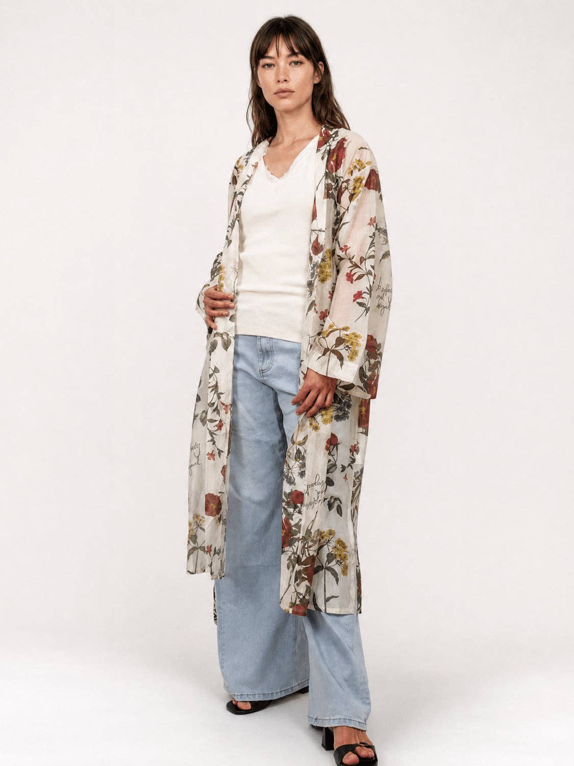 Flowing floral print kimono : One Size