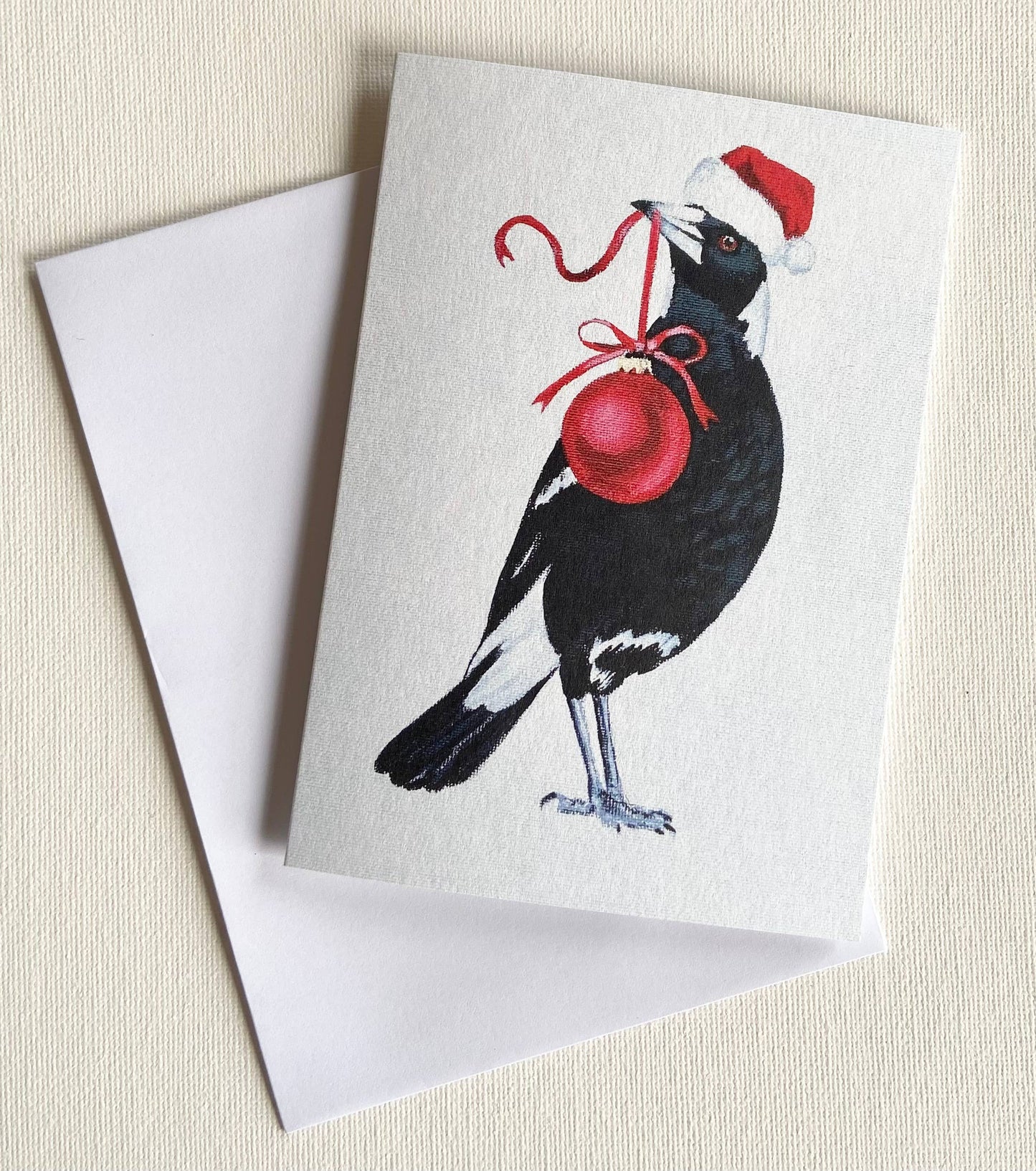 Christmas Magpie with Bauble Card