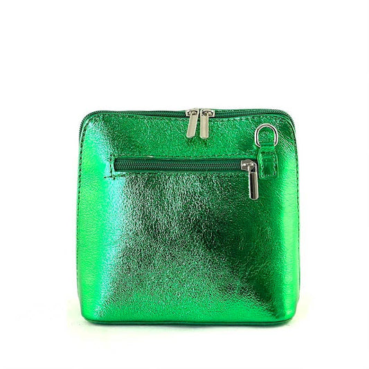 ITALIAN LEATHER TOTE BAG-METALLIC GREEN