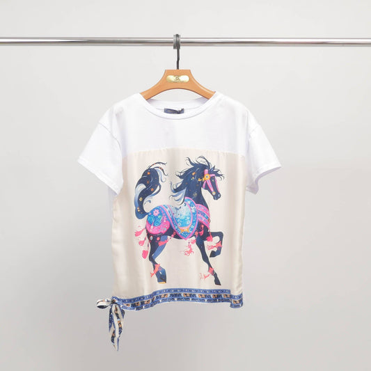 Horse Print T-shirt- Made in Italy- One size S